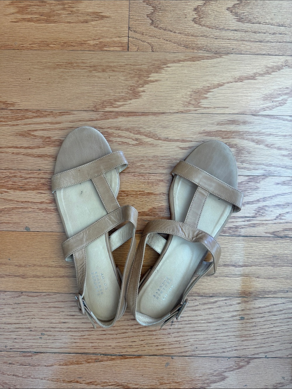 Barneys New York Women's Tan Leather Strappy Slingback Sandals